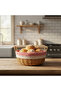 Round Wicker Bread Basket with Red Gingham Lining - 6