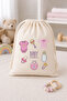 Baby Elements Printed Raw Cloth Drawstring Baby Bag 30X40 cm Set of 2 - Multi-Purpose Baby Item Storage and Organizer Bag