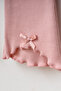 Baby Girl Top and Bottom Set with Teddy Bear Pattern and Bow, Ribbed Leggings - 6