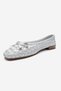Garen White Knitted Genuine Leather Bowknot Women's Ballerina Shoes - 6