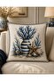 Mediterranean Inspired Marine Sea Themed Anchor and Sailboat Patterned Digital Printed Set of 4 Throw Pillow Covers + Gift Table Runner - 5