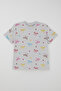 Girls' Pajama Set, Short Sleeve, Colorful Bow & Heart Pattern, 8-12 Years Old, Light Gray Melan - 2