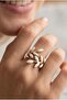 Women's Premium Adjustable Gold Plated, White Enamel Leaf Ring
