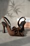 Milka Brown Matte Satin (8 cm Heel) Pointed Toe Daily Use Heeled Shoes - 3