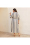 Striped Women Shirt Dress with Tie-Up Belt - 3