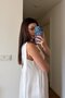 White Drawstring Collar Scarf Long Dress - 3428 - 5