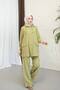 Hooded Detailed Pocketed 100% Cotton Linen Double Set - 4