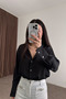 Black Satin Buttoned Shirt - 2Y251073