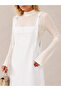 White Salopet Long Linen Gilet Dress - 2
