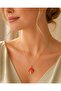 Women's Red Mushroom Necklace - Minimalist Figured Thin Chain Necklace - Luck Necklace - 5