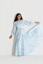 Corset Look Chiffon Satin Dress Blue - 5