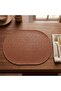 2 Pieces Leather Placemat-Mesh Patterned Full Oval Placemat - 4