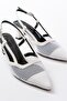 Zri̇n-607 Premium White Daily Mesh Open Back 7 cm Heeled Shoes - 5
