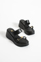Women's Premium Platform Wedge Heeled Buckle Trendy Slippers - 4