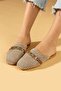 Wicker Embroidered Chain Buckle Slippers