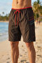 Men's Swim Shorts with 2 Zipper Pockets Cotton Water Absorbent Lining Black K-195