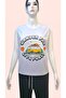 Car Printed Women's White Regular Fit Sleeveless T-Shirt - 2