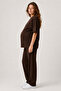 Women's Maternity Oversize Short Sleeve T-Shirt and Wide Leg Pants Set - 3