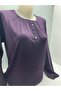 Dark Plum Mother-Of-The-Bride Cotton with Elasticated Sleeves and Half Buttons - 2