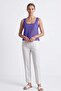 Alya Purple Perforated Genuine Leather Sleeveless Blouse - 2