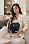 Black Women's Shoulder and Hand Bag with Stylish Scarf Detail and Adjustable Strap for Daily Use - 5
