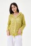 Women's Yellow Italian Glitter Mesh Zippered Hooded Long Sleeve Jacket Size 38 - 42
