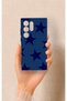 Samsung S24 Ultra Compatible Navy Blue Star Patterned Silicone Case