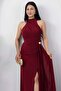Halter Neck Draped Buckle Evening Dress Ecr5862 - 2