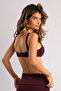 Seamless Fabric Burgundy Sports Bra with Removable Pads Scoop Sport Bra - 3