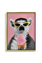 Cool Lemur with Ice Cream Kids Wall Art | Portrait Framed Canvas Print with Gold Foil Embossed | Luxury Modern Decor for Kids Room - 2