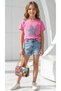 Girls' Star-Stylish Summer Shorts Set, Stylish and New Model, 100% Cotton, Full Lycra, Flexible, 2-Piece Set Excluding Bag