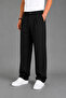 Men's Black Modern Cut Pleated Wide Leg Fabric Trousers - 3
