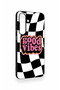Samsung S25Fe Compatible Black Good Vibes Patterned Silicone Case - 4