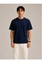 3-Pack Unisex White-Black-Navy Blue Oversize T-Shirt Set - Crew Neck Basic T-Shirt - 6