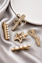 Women's Gold 5-Piece Latch Buckle Set with Pearl and Stone Details - 2