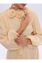 Balloon Sleeve Brooch Rose Detailed Dress