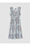 Lcwaikiki Classicv Collar Patterned Waist-Sitting Dress - 5