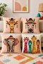 Colorful Mexican Friends Patterned 4-Piece Throw Pillow Cover Set - 2