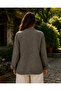 Brown Color Linen Jacket with Brooch Detail - 5
