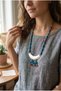 Handmade Blue Indian Glass Detailed and Metal Casting End Piece Custom Design Long Necklace