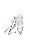 Women's Stiletto Polka Dot White Satin Pointed Toe Medium Heel F6183 - 4