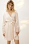 Lace-trimmed satin dressing gown