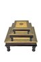 Handmade Wooden Pooja Chowki with Brass Fittings – Mango Wood Stand(W:10''D:10''H:6.25'') - 3