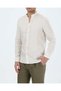 Italian Style Slim Fit Men's Court Collar Linen Shirt Beige T20055-09 - 4