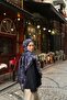 Allure Tulip Pattern Tencel Shawl - Navy Blue - 2