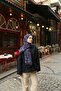 Allure Tulip Pattern Tencel Shawl - Navy Blue
