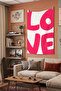 Love Pink Typography Text Themed Modern Decorative Wall Covering Wall Tapestry - 2