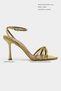 Ava Green Satin Cross Detail Ankle Strap Women's Heeled Shoes - 2