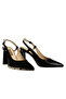 Black Leather Women's Heeled Shoes - 3