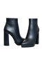 Navy Blue Leather Platform High Heeled Women's Boots - 3